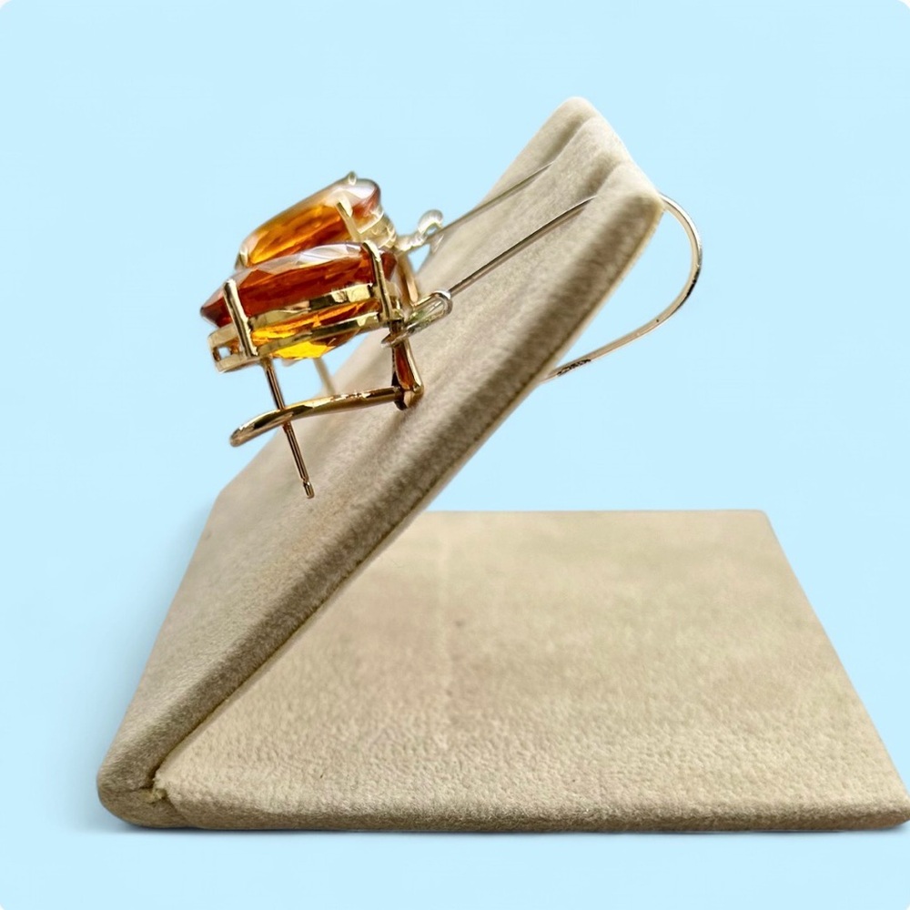 Exquisite Oversized AAA Madeira Citrine & 14K Gold Lever Back Earrings - Picture 7 of 15